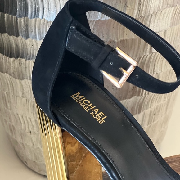 MICHAEL Michael Kors Porter Ankle Strap Block Heel Sandals in Black - Picture 2 of 12